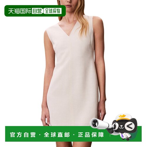 自营Calvin Klein Heavy Textured Shine Mini Dress - white 美