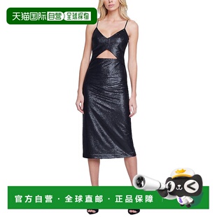 自营 l'agence代理女性亮片剪裁连衣裙-黑色 美国奥莱直发性感