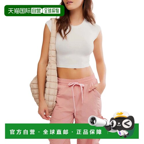 自营free people自由人FP运动专用t恤女白色弹力裁剪GBO3855-白色