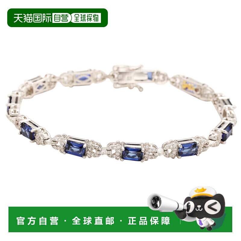 自营Suzy Levian Sterling Silver Emerald-Cut Blue Sapphire An