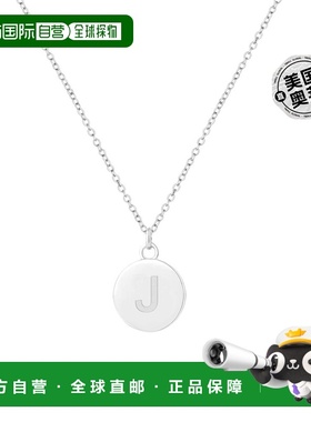 savvy cie jewelsRHOD. 纯银圆形字母吊坠带链 - 字母 j 【美国奥