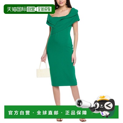 自营Badgley Mischka Off-Shoulder Sheath Dress - green 美国奥