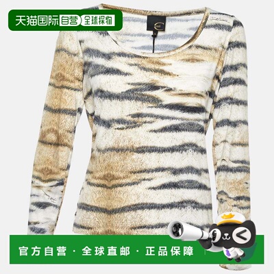 自营Just Cavalli Beige Printed Jersey Long Sleeve T-Shirt -