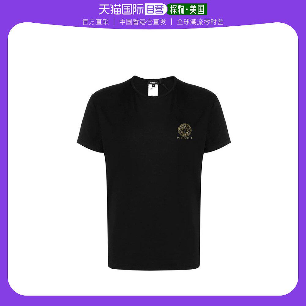 香港直发VERSACE 范思哲 黑色棉，弹性纤维男士T恤 AUU01005 A232