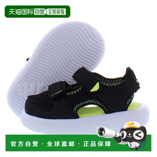 美国直邮Adidas阿迪达斯儿童凉鞋 透气质地柔软日常舒适 黑绿色时尚