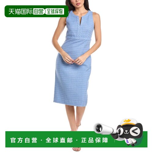 自营St. John Contrast Framed Sheath Dress - blue 美国奥莱直