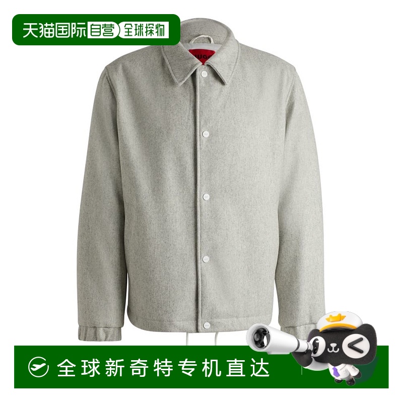 自营 hugo bossRegular-fit padded coach jacket in a wool blen