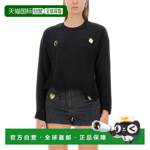 自营moschinoCropped Black Wool Jersey Sweater - black 美国奥
