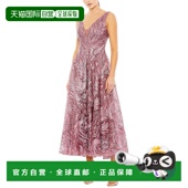 自营Mac 美国奥莱直发 粉红色 Duggal装 饰V领连衣裙