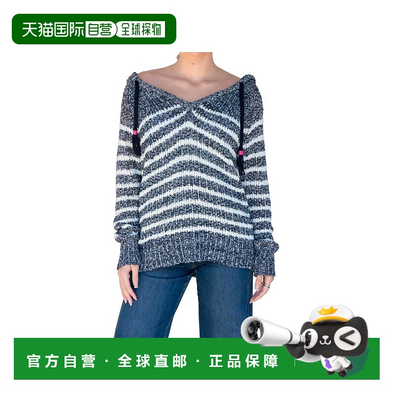 自营white + warrenSpeckled Striped Hoodie In Denim/ecru - de