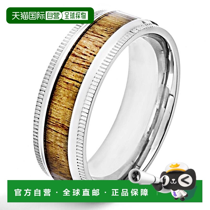 自营 Crucible Los Angeles 不锈钢高抛光木镶嵌棱边环 - 棕色 美