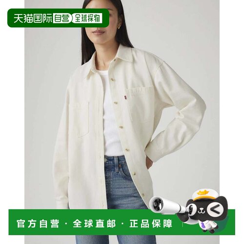 自营Levi's Iris上衣女式奶油色 纯棉纽扣前长袖PALL172-白色 美