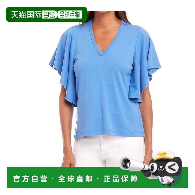 自营karen kaneFlutter Sleeve Tee In Dusty Blue - dusty blue