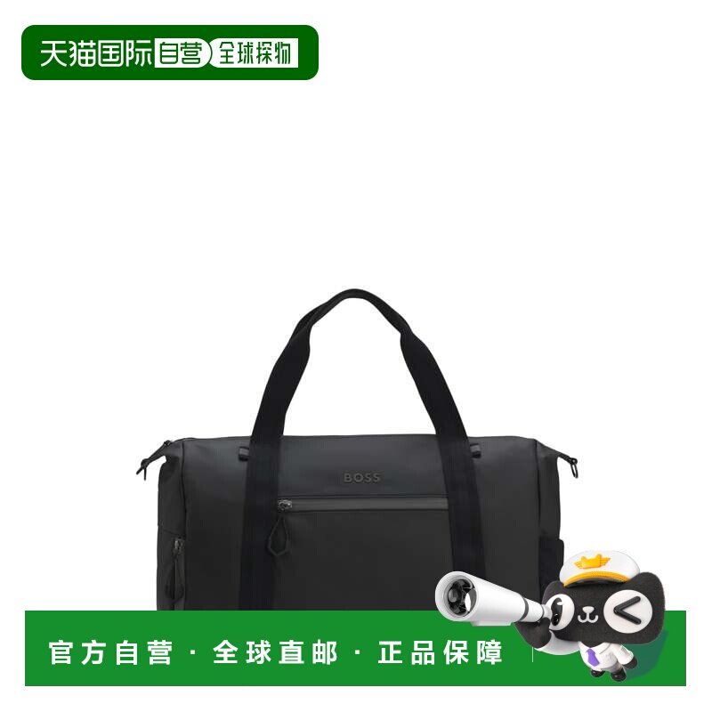 自营boss黑色Stenson SM Holdall双手柄聚酯行李袋-黑色 美国奥莱