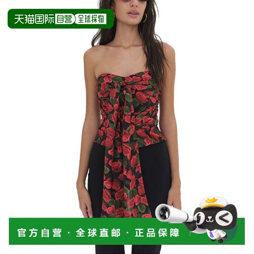 自营for love & lemons爱与柠檬Abby露肩上衣-红色 美国奥莱直发