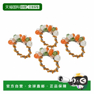 自营tiramisuArtisan Agate & Citrus Cluster Napkin Rings (Set