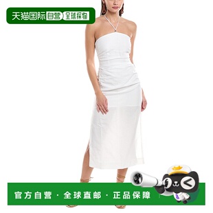 白色 Air褶边吊带亚麻混纺长裙 美国奥莱直发连衣裙 Onia 自营