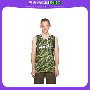 男士 bape T恤条纹潮流圆领背心刺绣短袖 美国直邮 上装