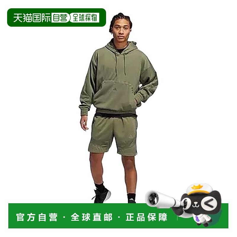 美国直邮adidas阿迪达斯男士帽衫绿色连帽套头抽绳宽松卫衣