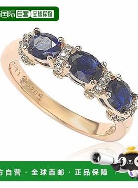 自营 Suzy Levian Rose 纯银天然蓝色蓝宝石和钻石口音半带 - 蓝