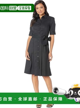 自营Women's Lauren Ralph Lauren Shirt Dress Black Tie-Waist
