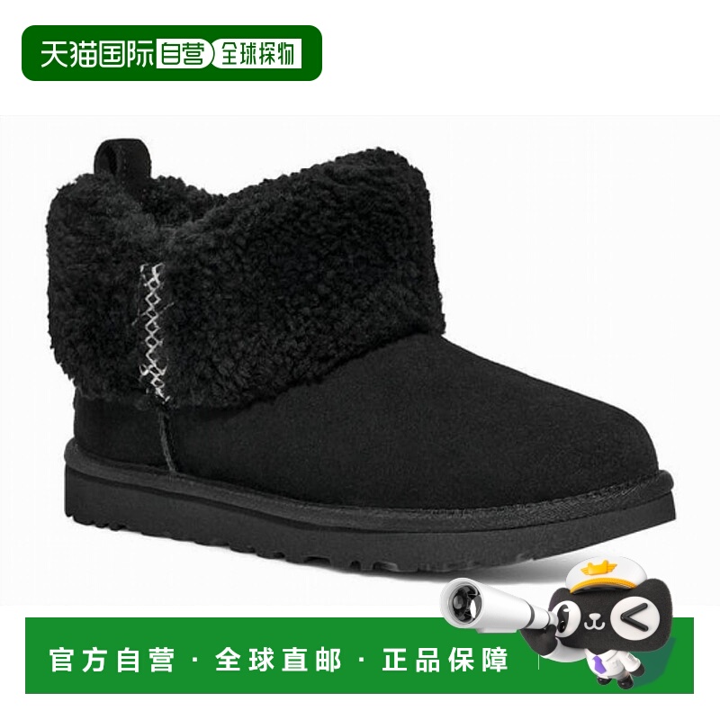 自营ugg女式经典迷你编织靴，黑色 美国奥莱直发雪地靴女靴