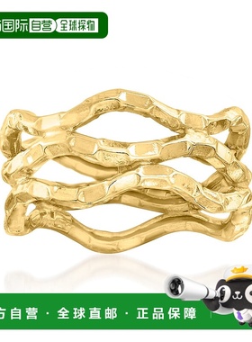 自营 Ross-Simons 14kt 黄金波浪镂空戒指 - 黄色 美国奥莱直发