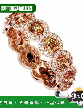 自营 Suzy Levian Rose 纯银立方氧化锆香槟圆形永恒戒指 白色 美