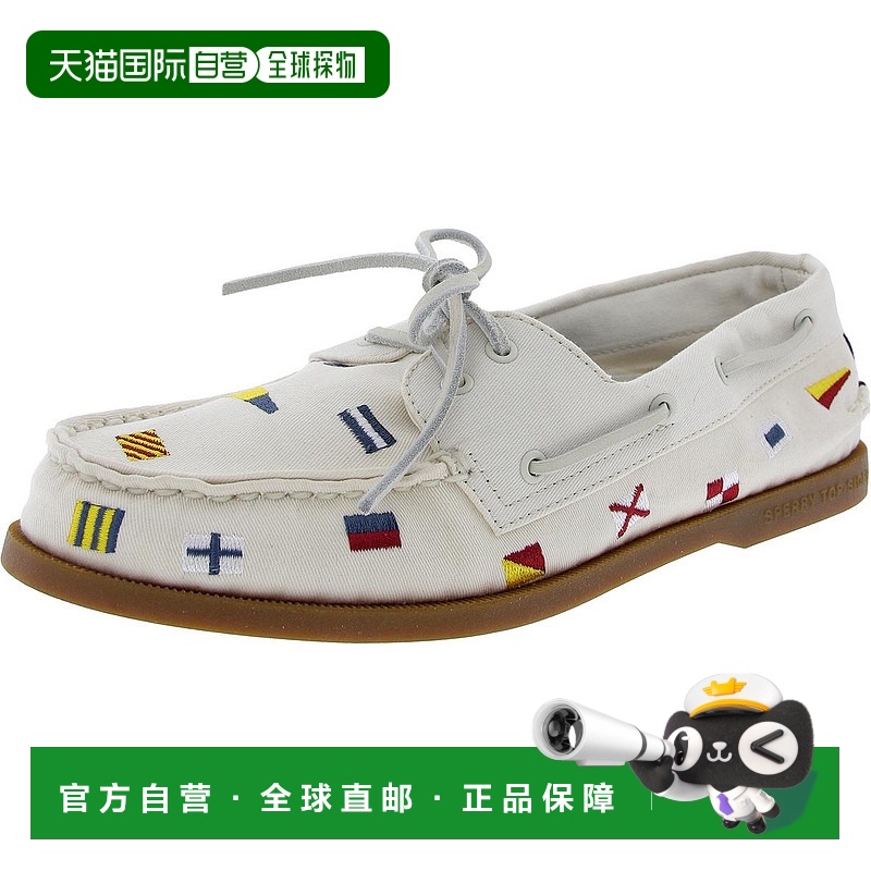 自营sperry男式系带纹理船鞋 - 白色 【美国奥莱】直发