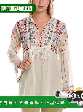 自营 johnny was约翰尼是胡荽Tunic-白色 美国奥莱直发长袖上衣