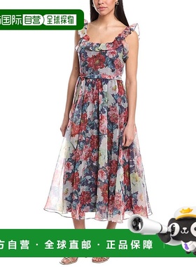 自营 Mikael Aghal Midi Dress - blue 美国奥莱直发服饰连衣裙