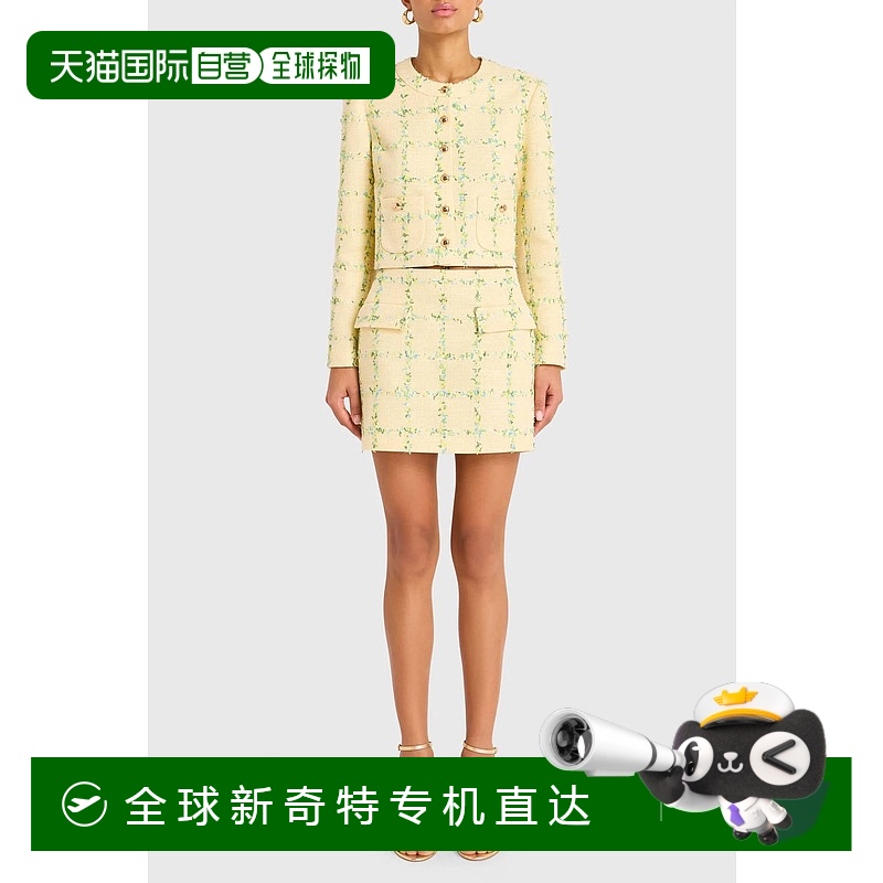 自营amanda uprichardPerth Skirt In Windowpane Yellow - windo