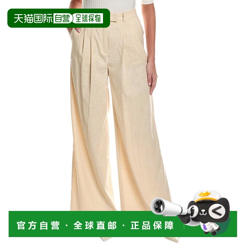 自营 BOSS Hugo BOSS Tacama褶皱长裤-米色 美国奥莱直发女装