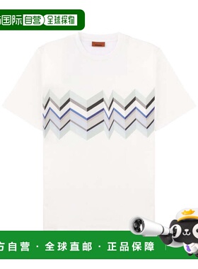 自营missoniWhite Zigzag Pattern Cotton T-Shirt - white 美国