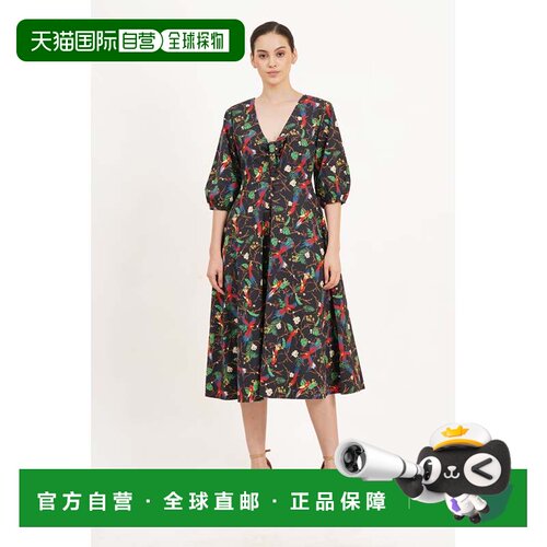 自营leotaAdriana Tie-Front Midi Dress Macaw Print - macaw pr