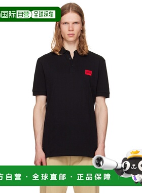 1h可退 香港直邮潮奢 HUGO 雨果 男士 黑色 Cotton-Pique Slim-Fi