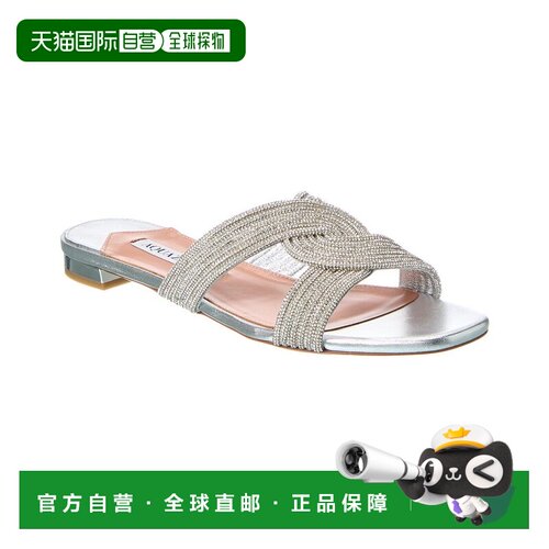 自营Aquazzura Gatsby Leather Sandal - silver 美国奥莱直发