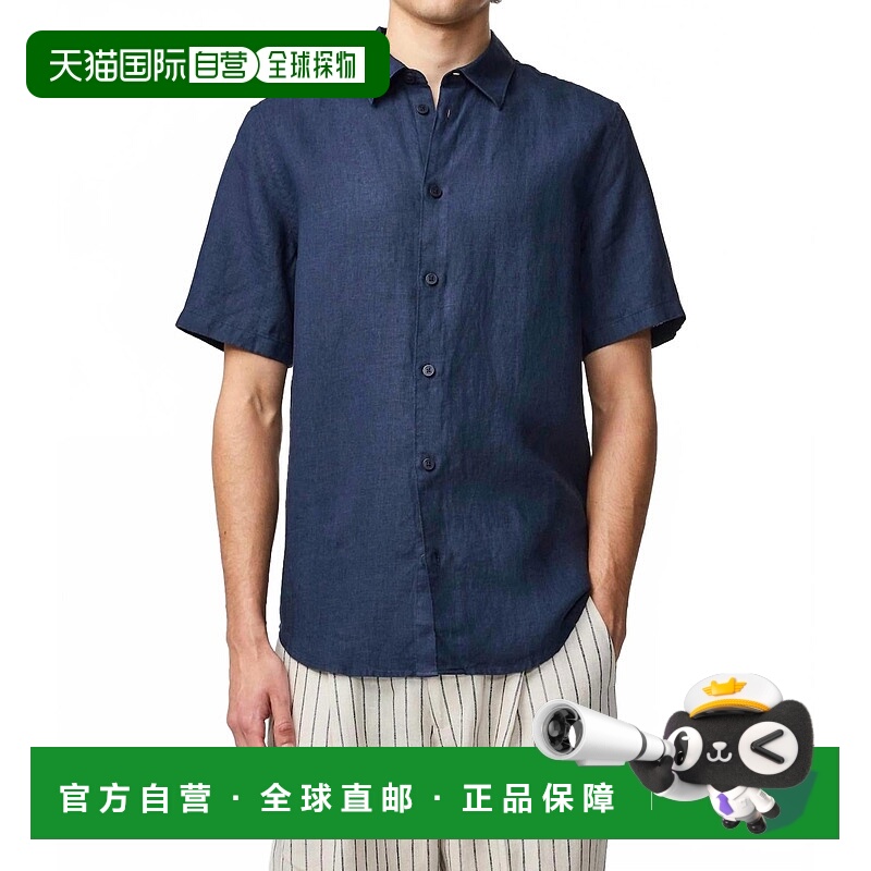 自营nn07Enzo海军蓝短袖纽扣衬衫-海军蓝 美国奥莱直发