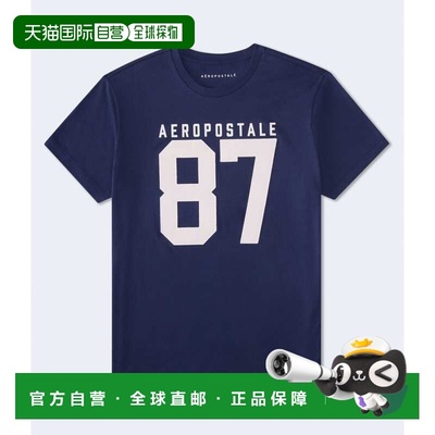 自营Aeropostale Large 87 Applique Graphic Tee - navy 406 美