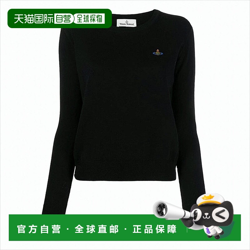 自营vivienne westwoodFitted Round Neck Knit Sweater With Emb