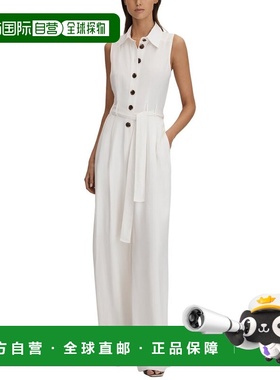 自营Reiss Perla Linen-Blend Jumpsuit - white 美国奥莱直发