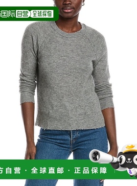 自营 autumn cashmere秋季羊绒毛边羊绒与丝绸混纺毛衣-灰色 美国