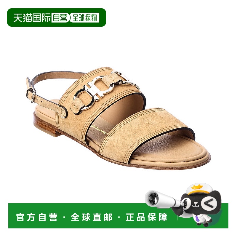 自营 Salvatore Ferragamo Chaim 麂皮凉鞋 棕色 美国奥莱直发
