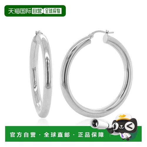 自营sabrina14K White Gold Hoop Earrings - white gold 美国奥