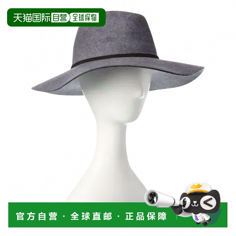 自营phenixWide Brim Wool Leather Fedora Hat In Gray 美国奥莱