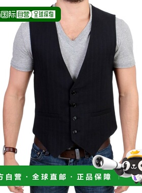 自营Costume National striped cotton casual Men's vest - blac