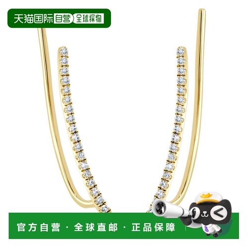 自营sabrina14K Yellow Gold Diamond Climber Earrings - yellow