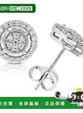 自营 vir jewels3/8 cttw 0.925 纯银镀铑圆形钻石耳钉 - 银 美国