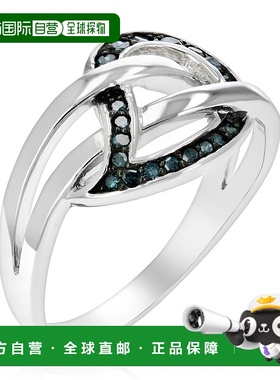 自营 vir jewels 1/5 cttw 蓝色钻石叶子戒指 .925 纯银镀铑 - 银