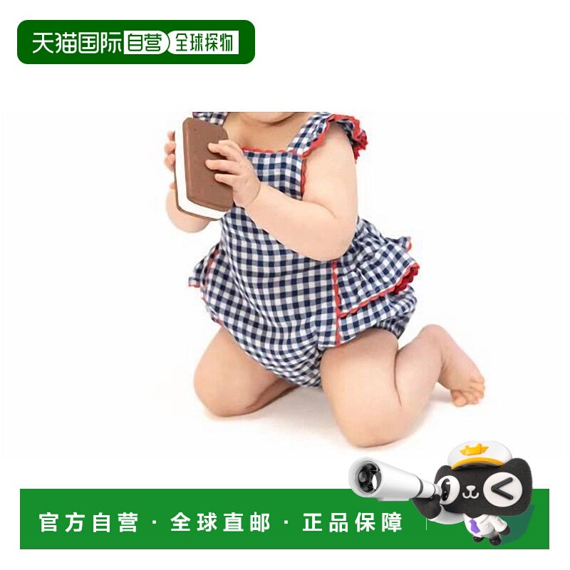 自营angel dearGirl's Baby Ric-Rac Ruffle Sunsuit In Navy Gin